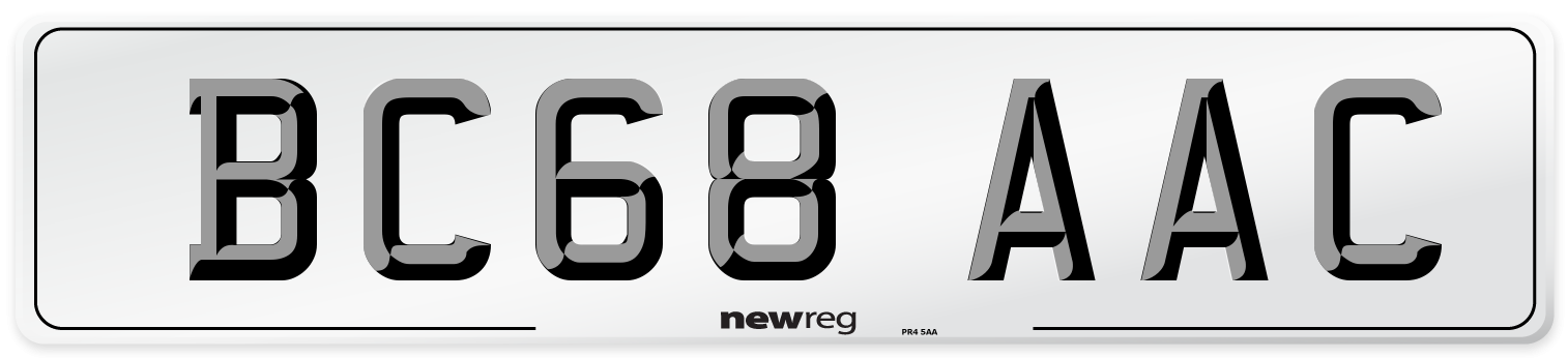 BC68 AAC Number Plate from New Reg